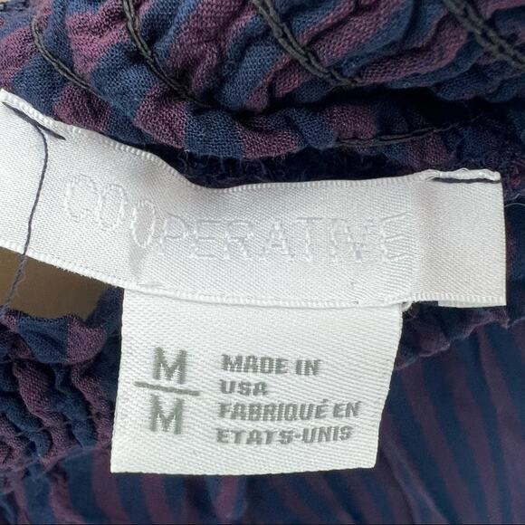 Cooperative MEDIUM Purple Blue Striped Off Shoulder Shift Mini Dress - Picture 6 of 7